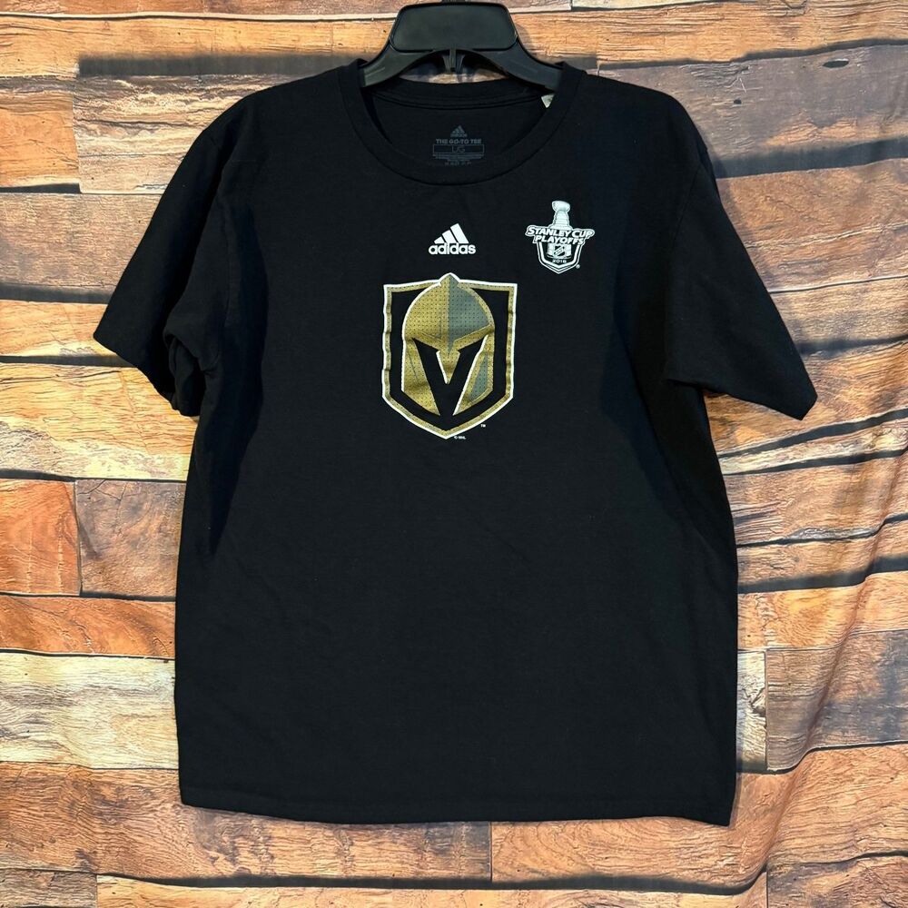 Adidas Men's Black Large Vegas Golden Knights Stanley Cup Playoffs 2018 T-Shirt
